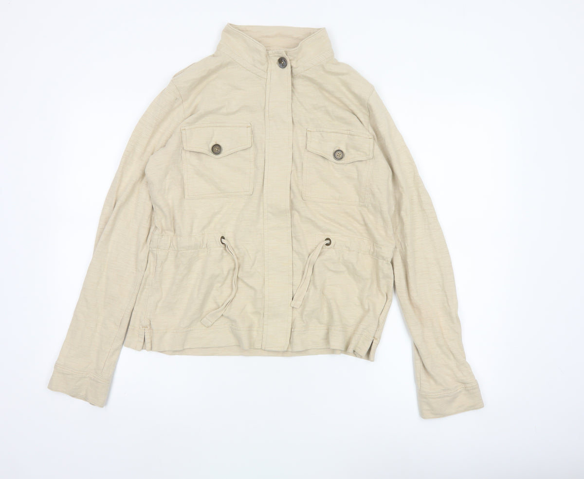 Next Women’s Beige UK 12 Military Jacket Cotton Drawstring