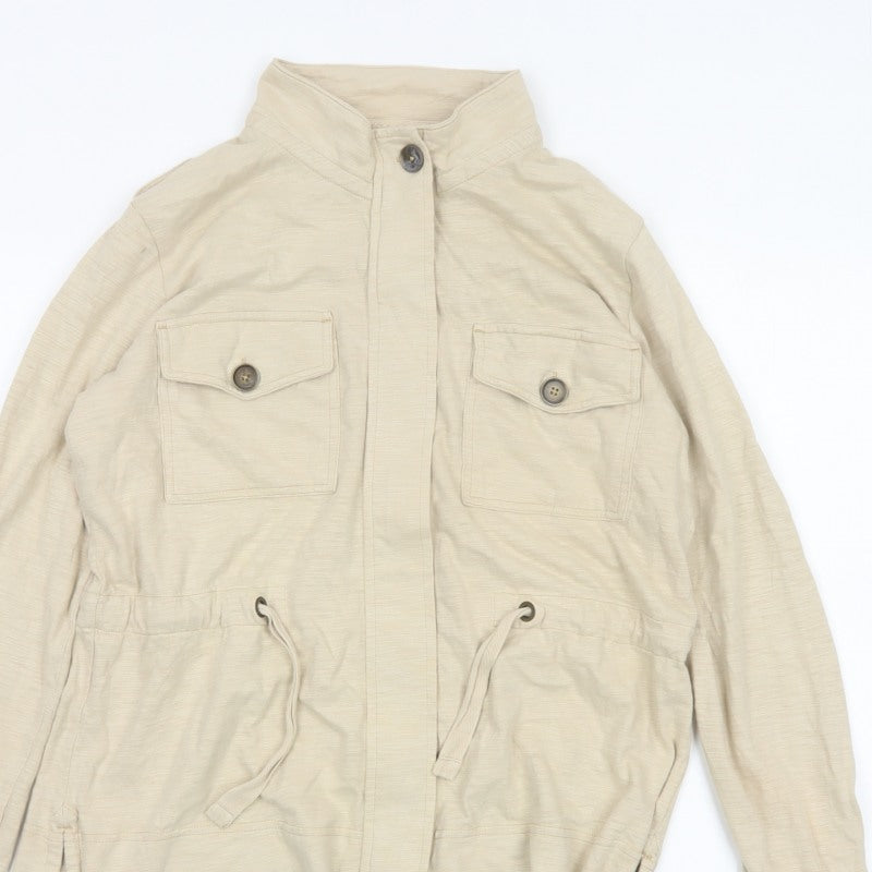 Next Women’s Beige UK 12 Military Jacket Cotton Drawstring