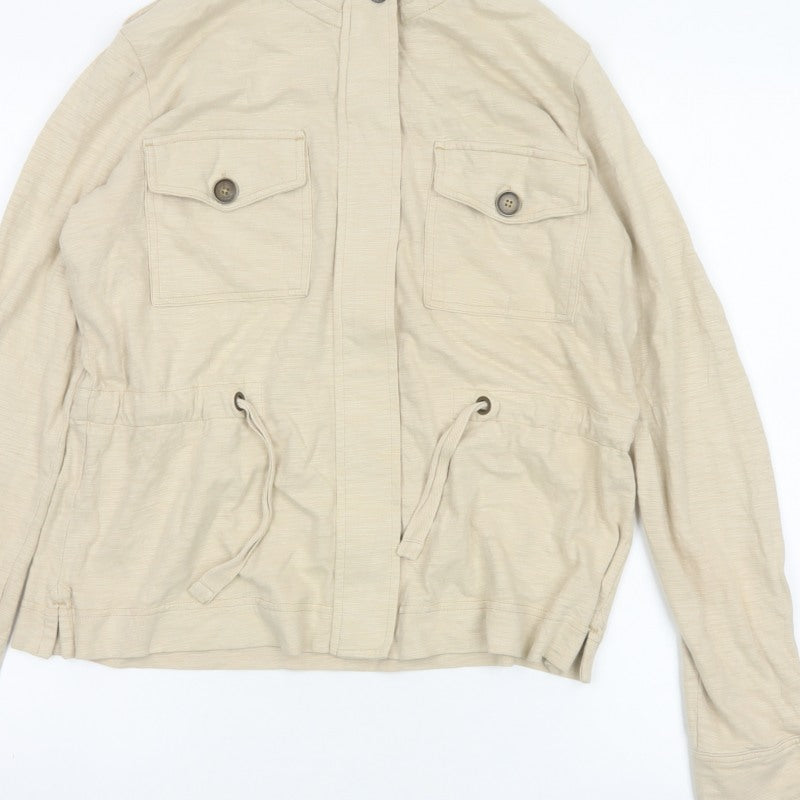 Next Women’s Beige UK 12 Military Jacket Cotton Drawstring
