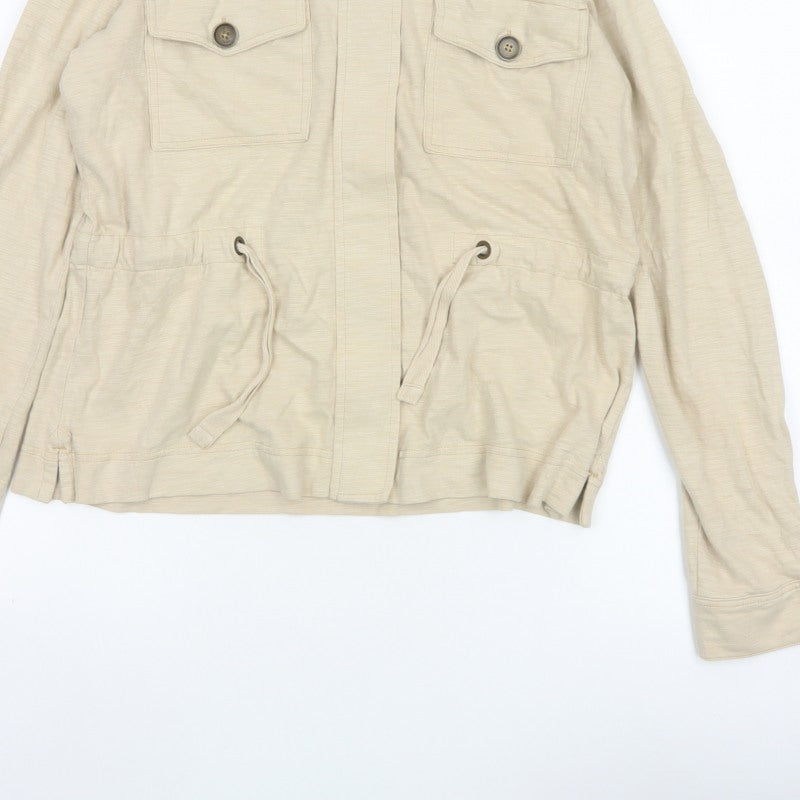 Next Women’s Beige UK 12 Military Jacket Cotton Drawstring