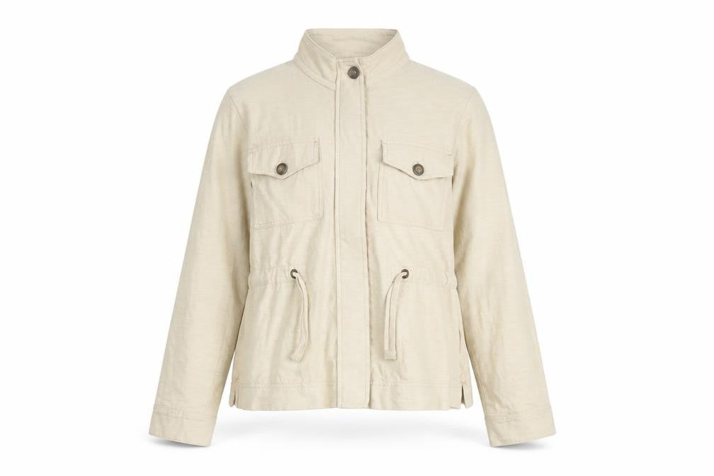 Next Women’s Beige UK 12 Military Jacket Cotton Drawstring