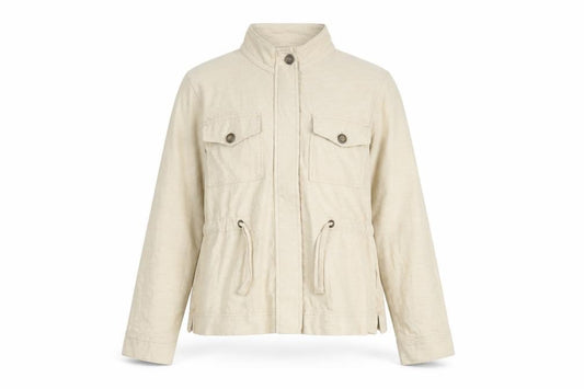 Next Women’s Beige UK 12 Military Jacket Cotton Drawstring
