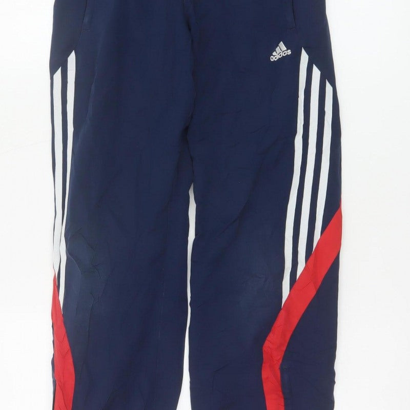 Adidas Boys Blue 9-10 Years Jogger Track Pants Lined Striped