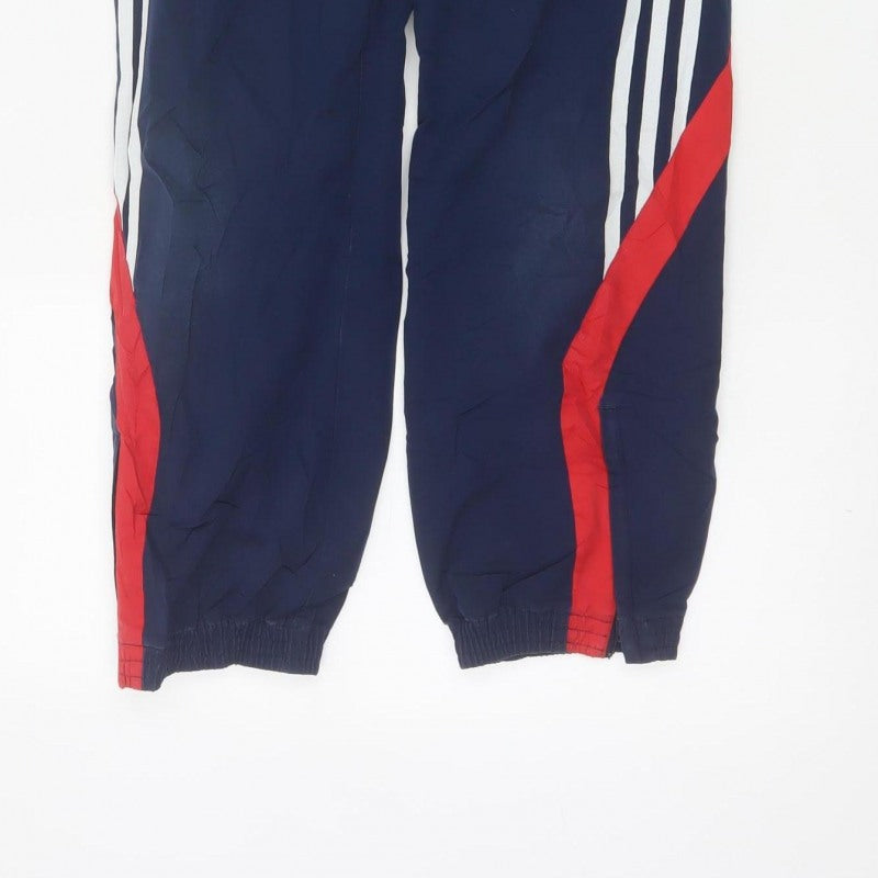 Adidas Boys Blue 9-10 Years Jogger Track Pants Lined Striped