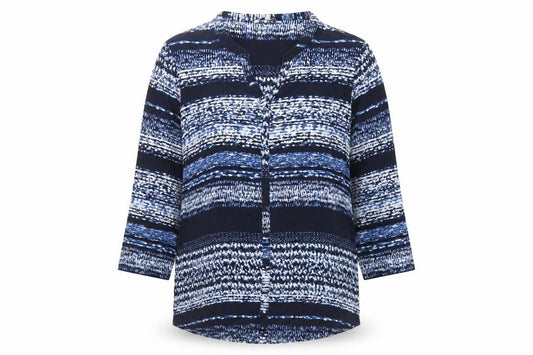 Dash Women’s Blue White Striped Button-Up Blouse UK 14 Long Sleeve