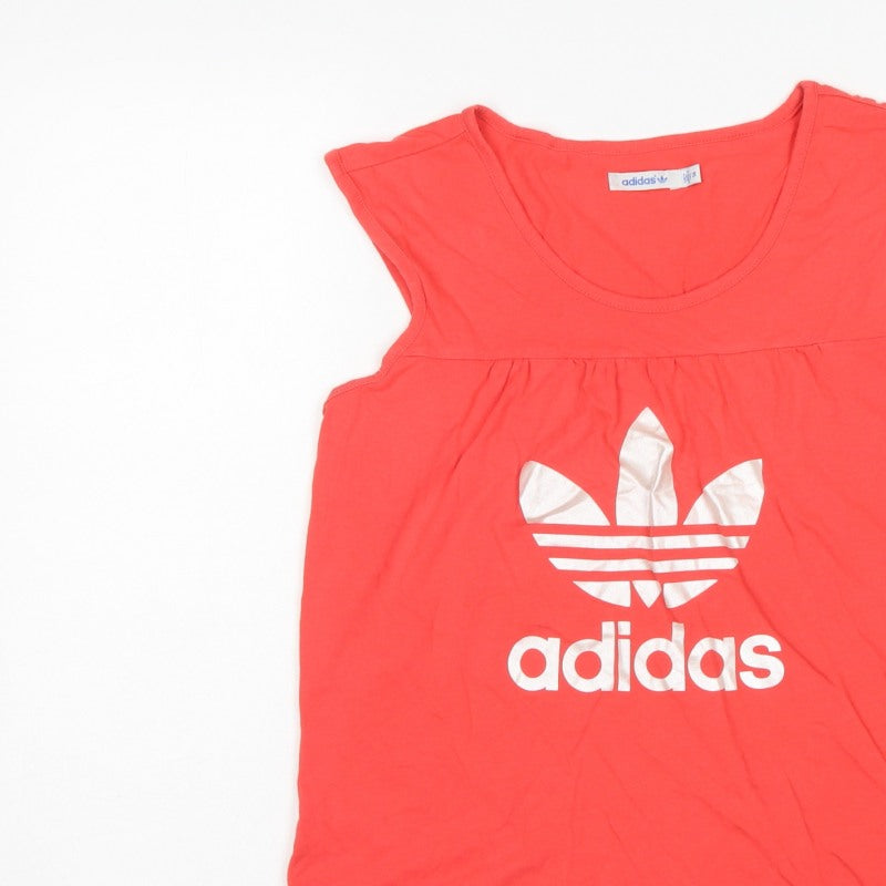 Adidas Women’s Red Size 16 Basic Logo Cap Sleeve T-Shirt Top
