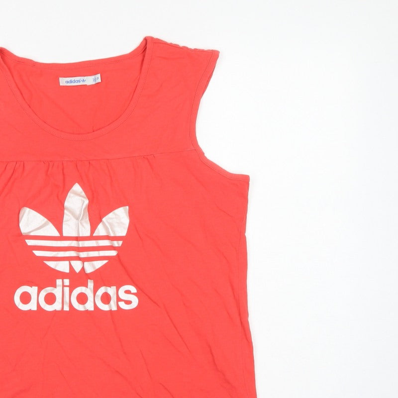 Adidas Women’s Red Size 16 Basic Logo Cap Sleeve T-Shirt Top