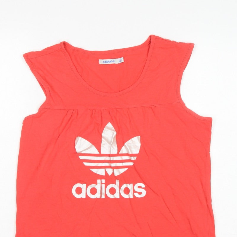 Adidas Women’s Red Size 16 Basic Logo Cap Sleeve T-Shirt Top