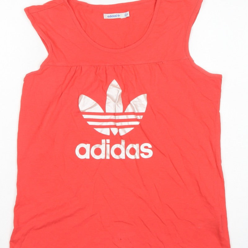 Adidas Women’s Red Size 16 Basic Logo Cap Sleeve T-Shirt Top