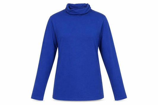 Lands' End Women Blue M Roll Neck Long Sleeve Jersey Top