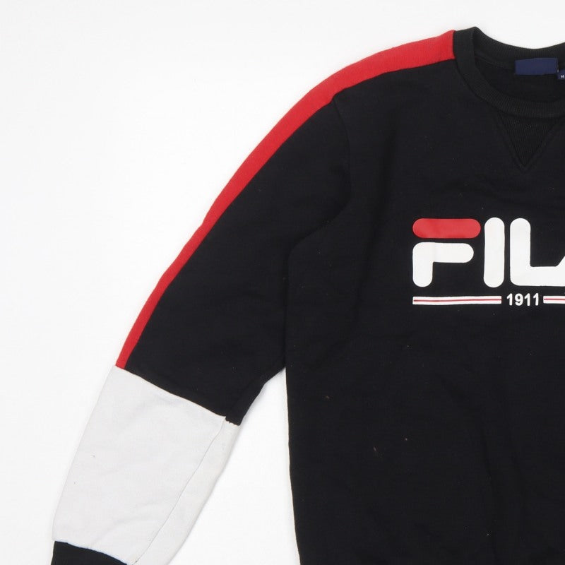 FILA Mens Black Red White Logo Graphic Crew Neck Sweatshirt Size M