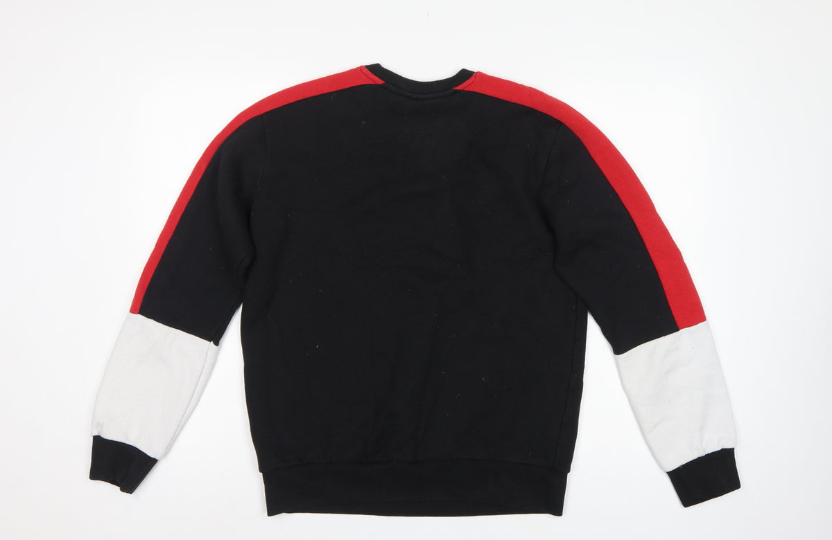 FILA Mens Black Red White Logo Graphic Crew Neck Sweatshirt Size M