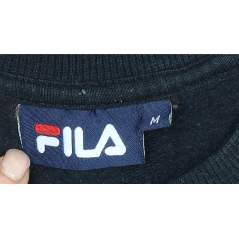 FILA Mens Black Red White Logo Graphic Crew Neck Sweatshirt Size M