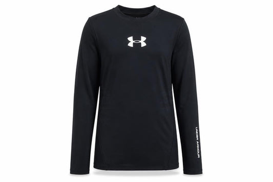 Under Armour Girls Black YLG Athletic Long Sleeve Logo T-Shirt Top