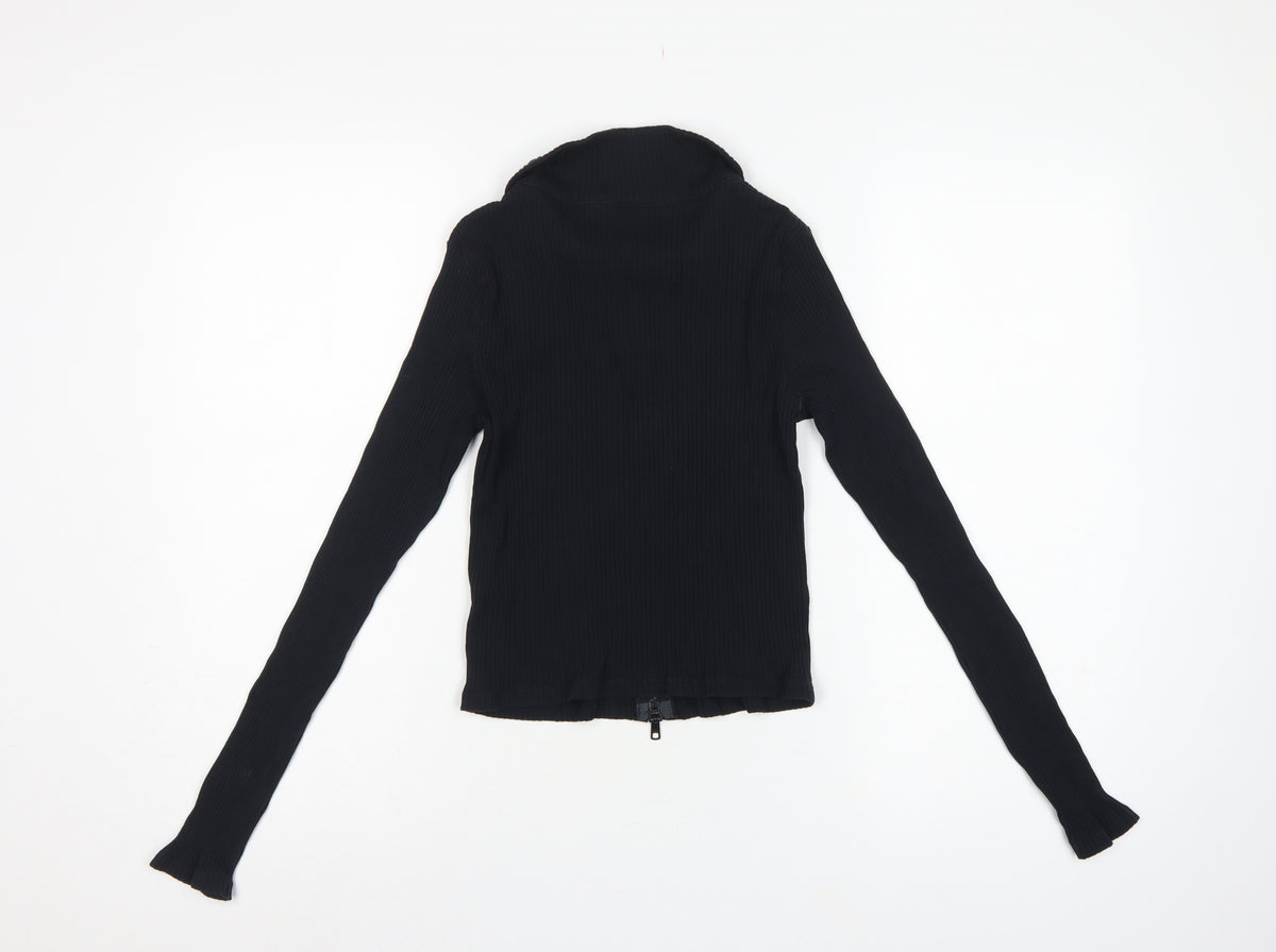 ASOS Design Women’s Black UK 10 Basic Ribbed Zip Front Knit Top