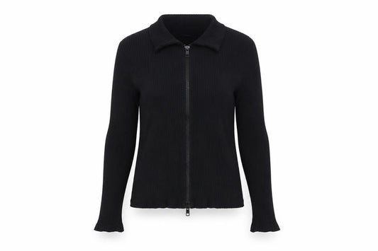 ASOS Design Women’s Black UK 10 Basic Ribbed Zip Front Knit Top