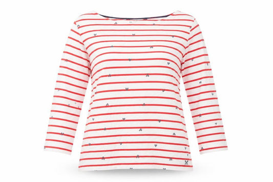 Crew Clothing Company Women’s White Red Stripe Heart Top UK 12