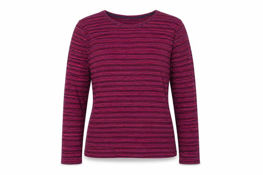 Isle Women’s Pink Blue Stripe Cotton Raglan Long Sleeve T-Shirt UK 10-12