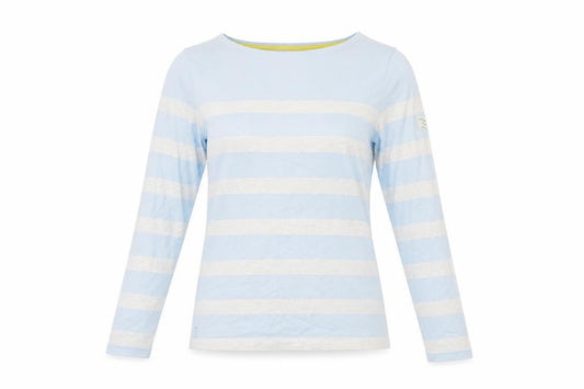Joules Women Blue Grey Stripe Basic Cotton Jersey Long Sleeve T-Shirt UK 8