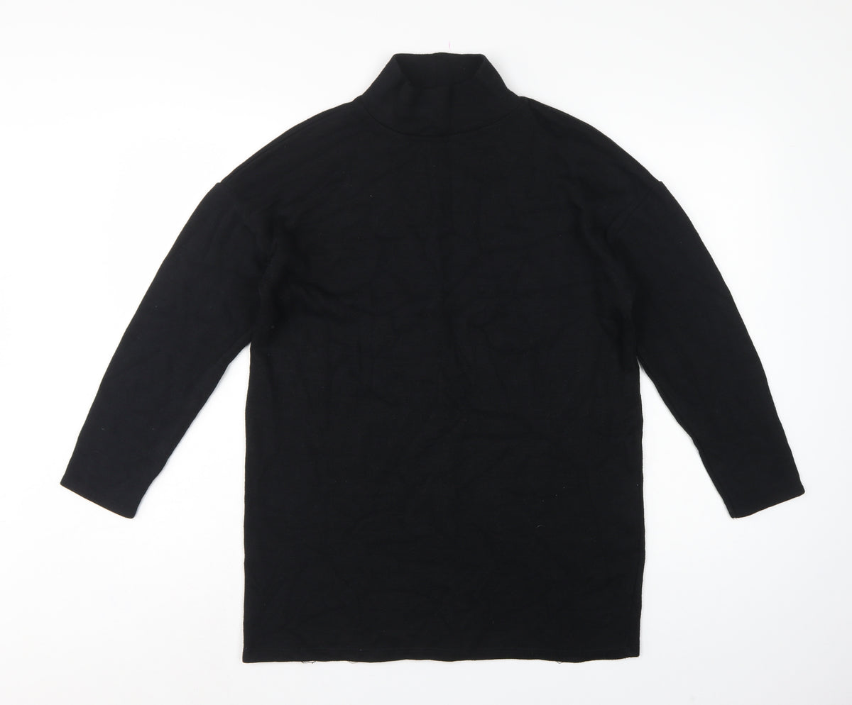 Zara Women Black S High Neck Long Sleeve Pullover Jumper