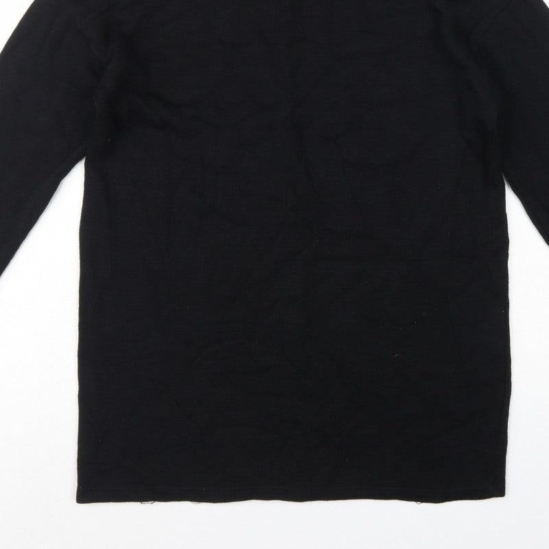 Zara Women Black S High Neck Long Sleeve Pullover Jumper