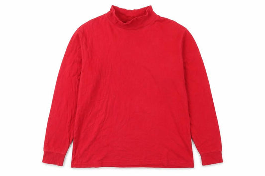 Lands' End Women Red L 14-16 Mock Neck Long Sleeve Cotton T-Shirt