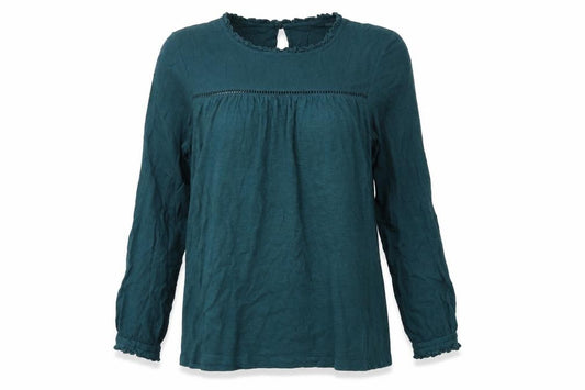 FatFace Women Green UK 8 Tunic Blouse Ruffle Balloon Long Sleeve