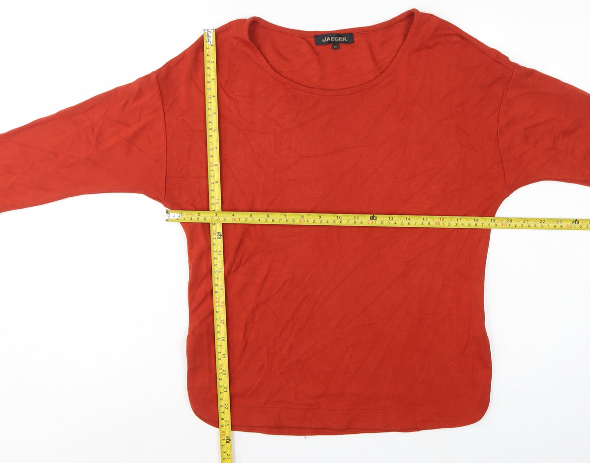 Jaeger Women Red XS Viscose Jersey 3/4 Sleeve Scoop Neck Basic Top