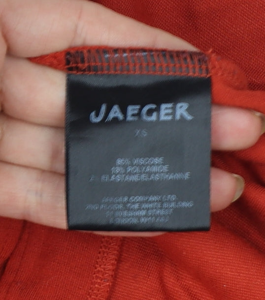 Jaeger Women Red XS Viscose Jersey 3/4 Sleeve Scoop Neck Basic Top