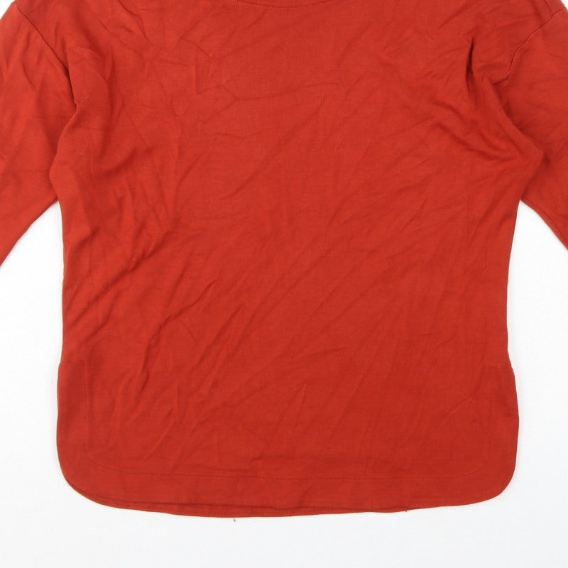 Jaeger Women Red XS Viscose Jersey 3/4 Sleeve Scoop Neck Basic Top