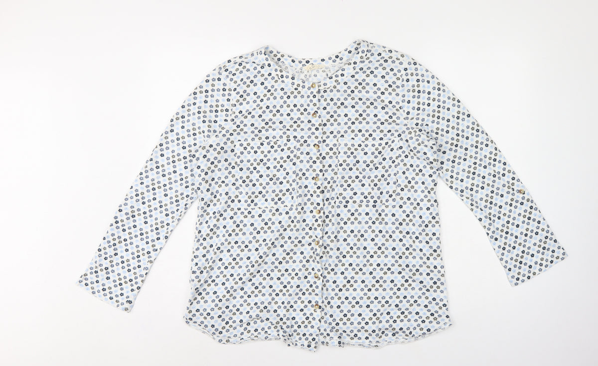 White Stuff Women's Multicoloured Floral Basic Button-Up Shirt UK 14