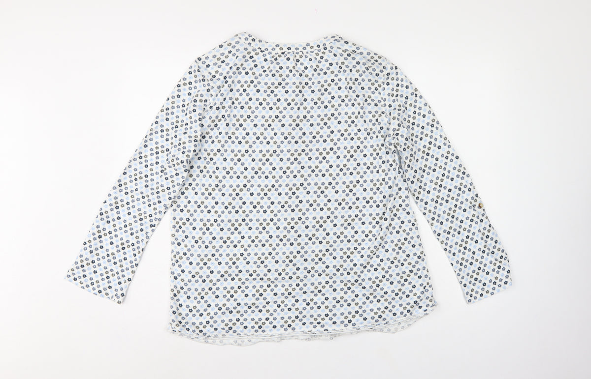 White Stuff Women's Multicoloured Floral Basic Button-Up Shirt UK 14
