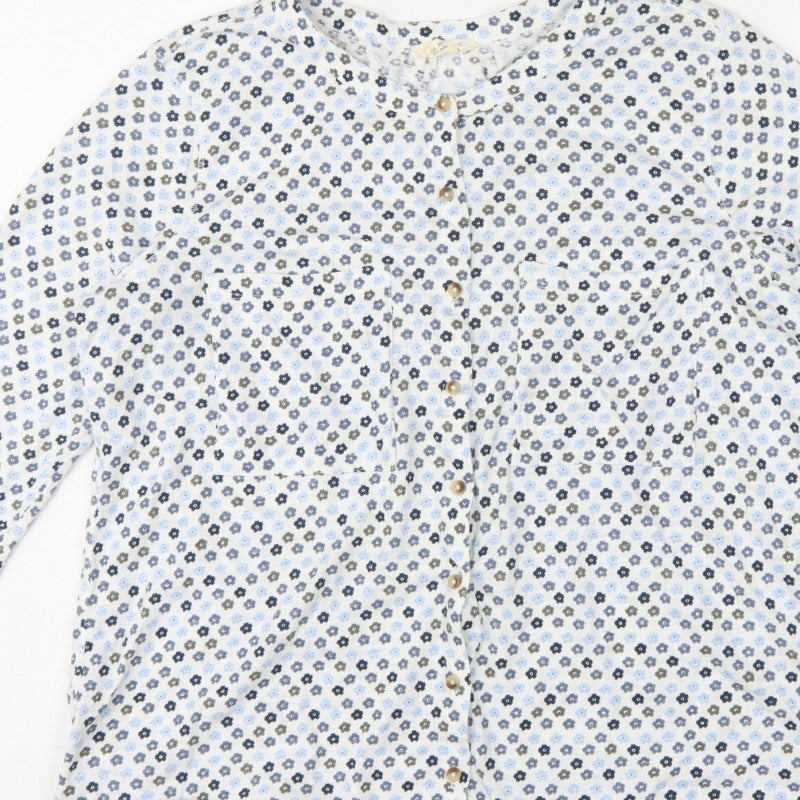 White Stuff Women's Multicoloured Floral Basic Button-Up Shirt UK 14