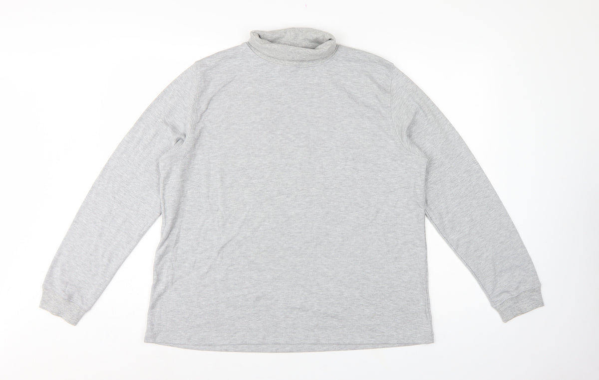 Country Collection Women Grey XL Basic Roll Neck Long Sleeve Top