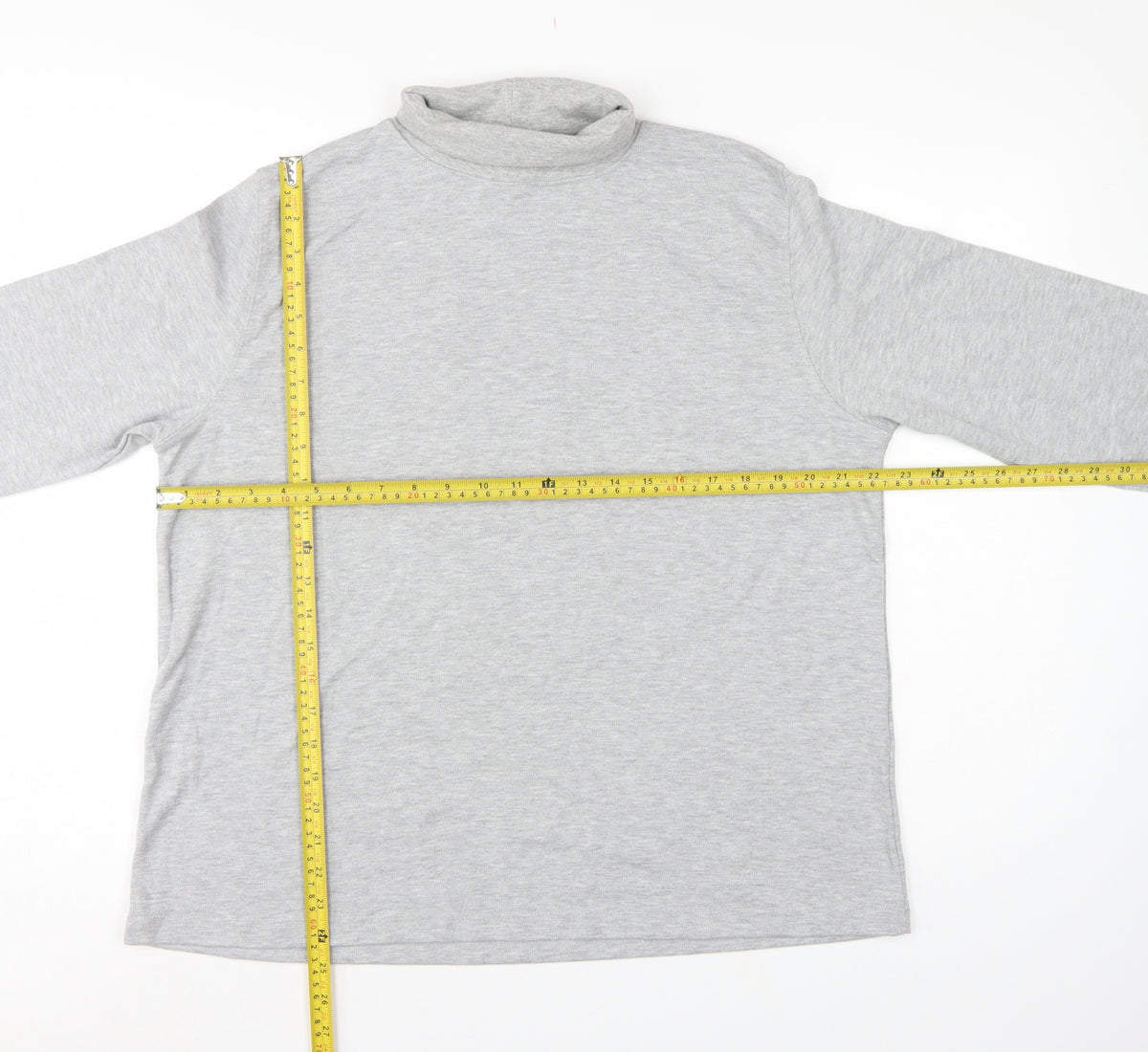 Country Collection Women Grey XL Basic Roll Neck Long Sleeve Top