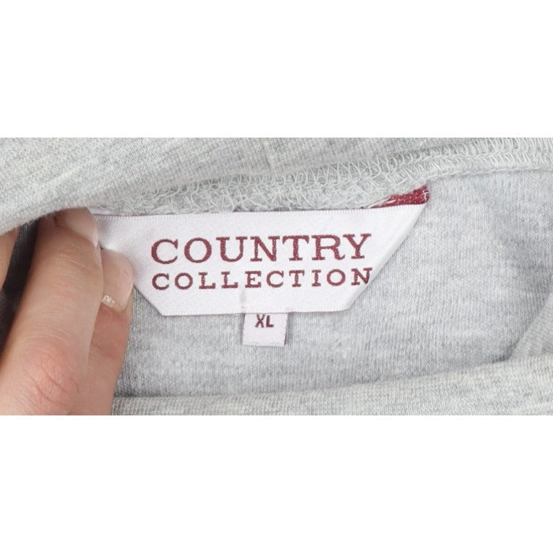 Country Collection Women Grey XL Basic Roll Neck Long Sleeve Top