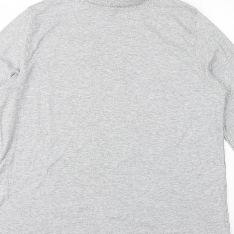 Country Collection Women Grey XL Basic Roll Neck Long Sleeve Top