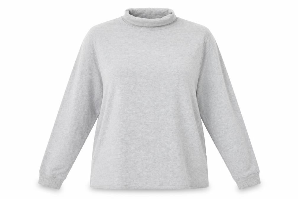 Country Collection Women Grey XL Basic Roll Neck Long Sleeve Top