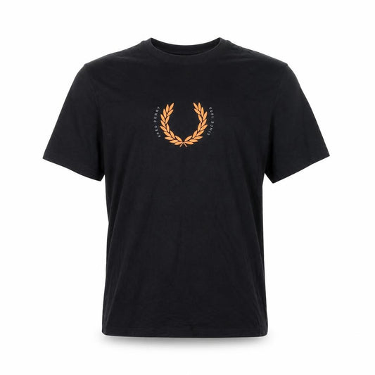 Fred Perry Men's Black Small Laurel Wreath Logo Graphic Cotton T-Shirt