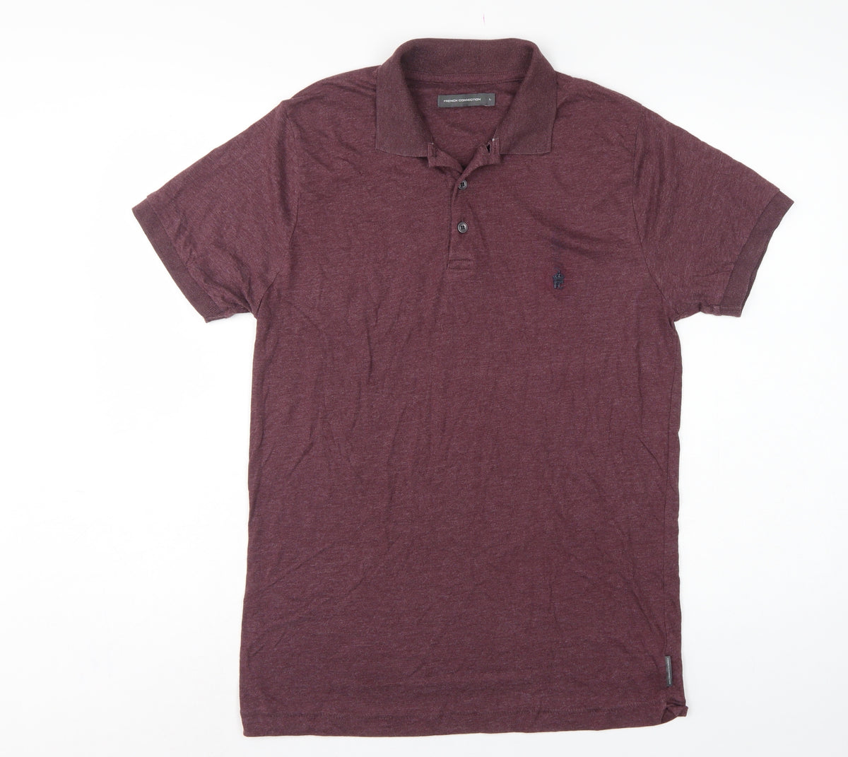 French Connection Men’s Red L Logo Cotton Blend Short Sleeve Polo