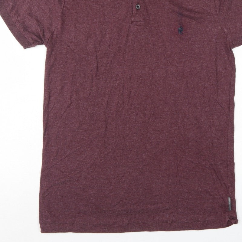French Connection Men’s Red L Logo Cotton Blend Short Sleeve Polo