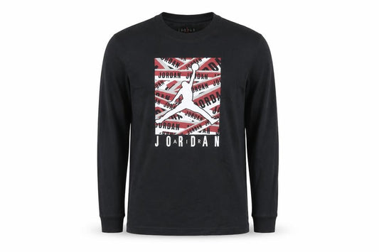 Jordan Boys Black 12-13 Years Graphic Logo Long Sleeve Jersey T-Shirt
