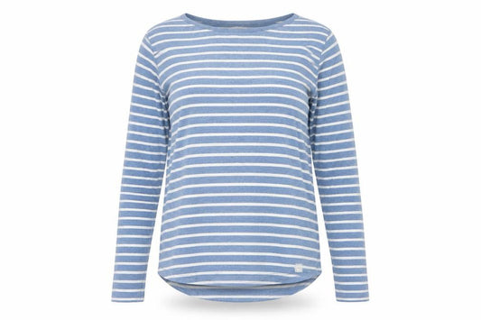 FatFace Women’s Blue White Stripe Boat Neck Long Sleeve Top UK 10