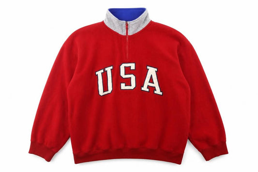Polo Sport Ralph Lauren Men’s Red XL USA 1/4 Zip Fleece Sweatshirt