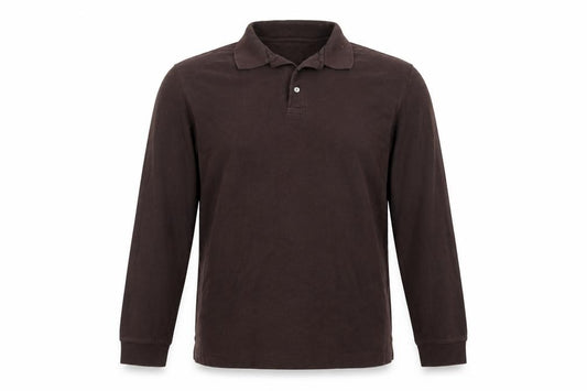 Lands' End Men's Brown XL Long Sleeve Pima Cotton Polo Shirt