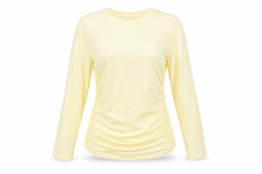Nobody's Child Women Yellow UK 10 Ruched Long Sleeve Stretch T-Shirt