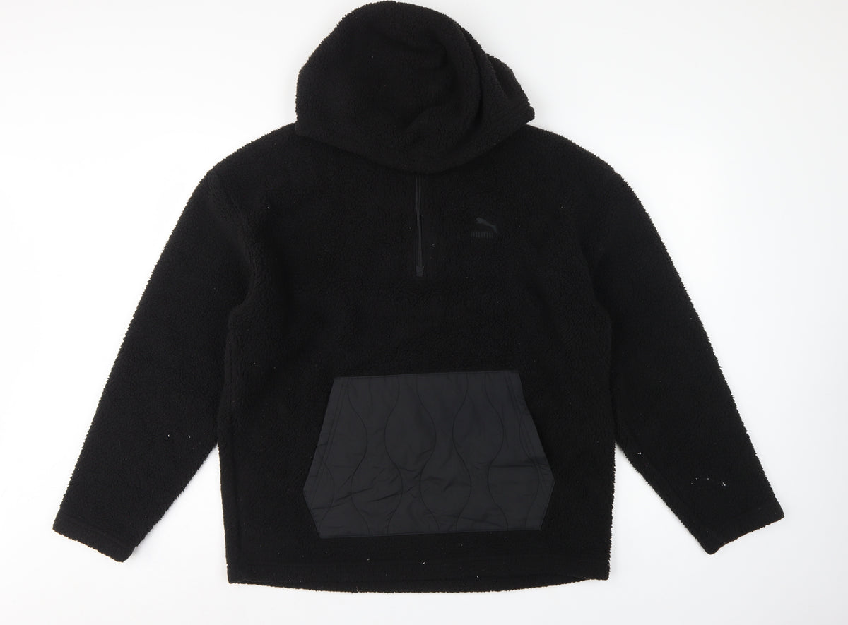 Puma Men’s Black M Sherpa Fleece 1/4 Zip Pullover Hoodie