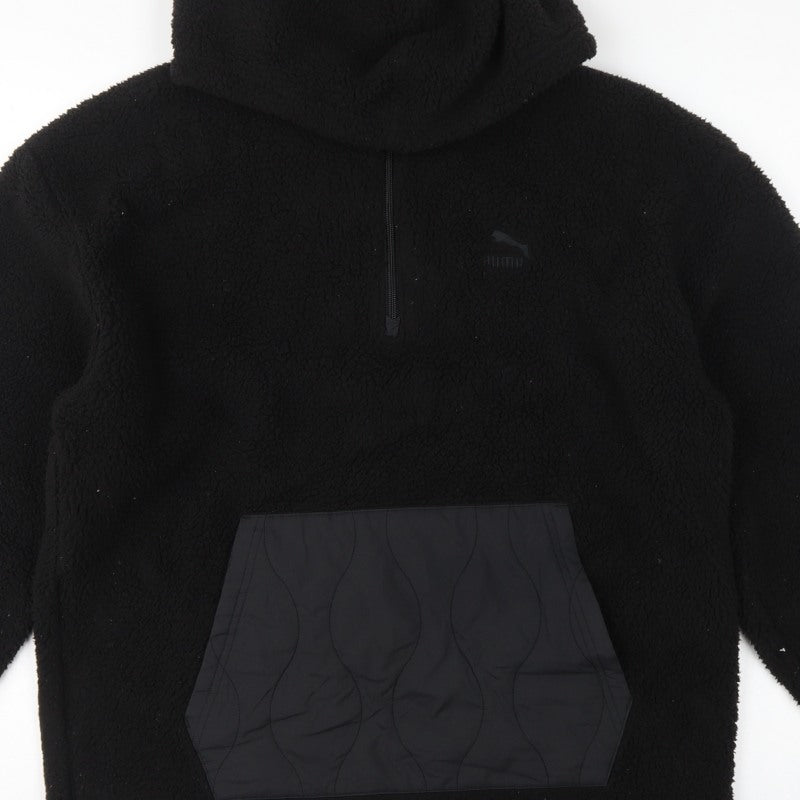 Puma Men’s Black M Sherpa Fleece 1/4 Zip Pullover Hoodie