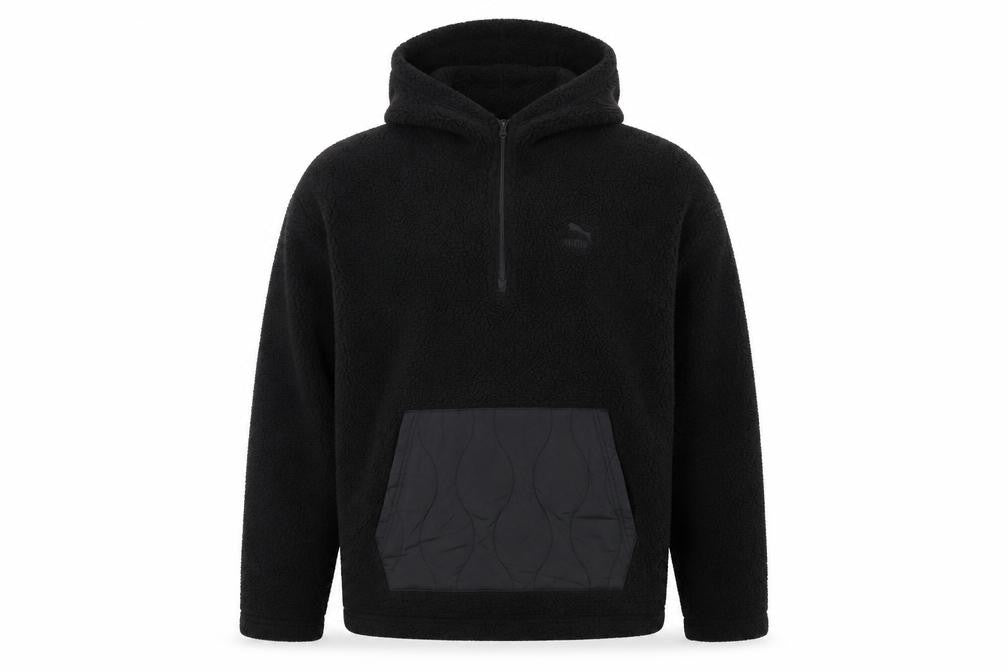Puma Men’s Black M Sherpa Fleece 1/4 Zip Pullover Hoodie