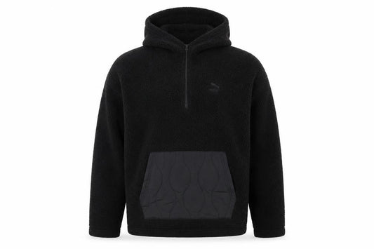 Puma Men’s Black M Sherpa Fleece 1/4 Zip Pullover Hoodie